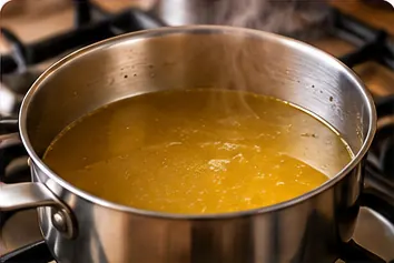 Risotto z krewetkami – etap 2: 02. Podgrzewanie bulionu