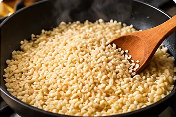 Risotto z krewetkami – etap 4: 04. Prażenie ryżu