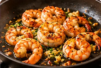Risotto z krewetkami – etap 6: 06. Smażenie krewetek